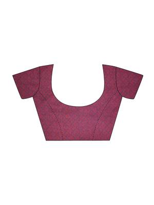 Maroon Printed Chiffon Sarees With Unstitched Blouse 4