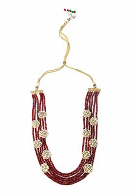 Kundan And Red Onyx Multistrand Necklace With Earrings 2