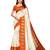 White Printed Silk Blend Sarees With Unstitched Blouse