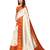 White Printed Silk Blend Sarees With Unstitched Blouse