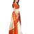 White Printed Silk Blend Sarees With Unstitched Blouse