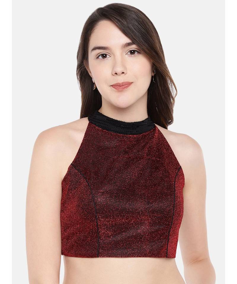Red Lurex Shimmer Blouse with sequins JustB 3114257
