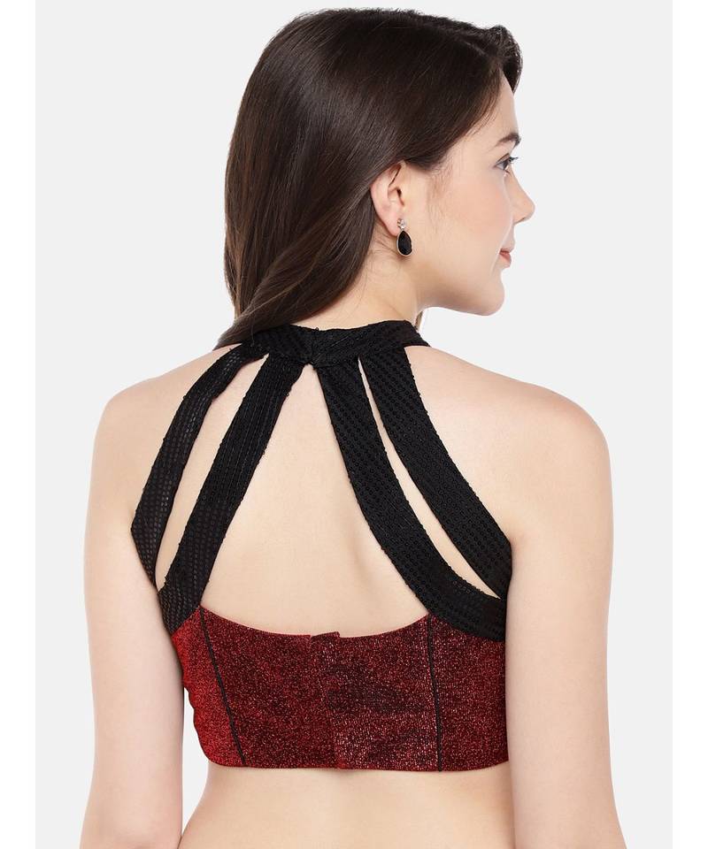 Red Lurex Shimmer Blouse with sequins JustB 3114257