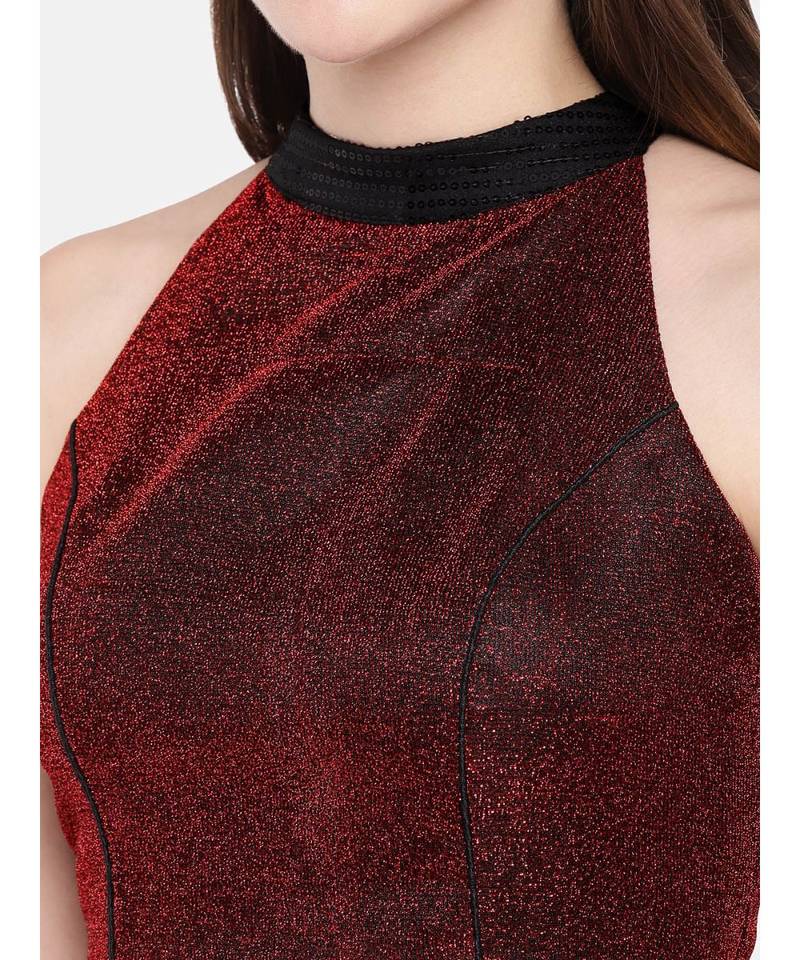 Red Lurex Shimmer Blouse with sequins JustB 3114257