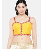 Yellow Strapped Padded dupion Bralet Blouse