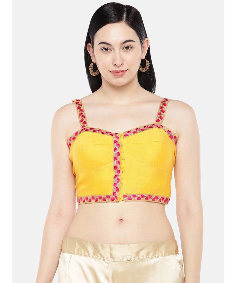 Yellow Strapped Padded dupion Bralet Blouse