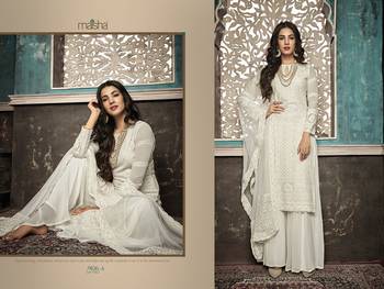 White Embroidered Faux Georgette Salwar Semi Stitched 3