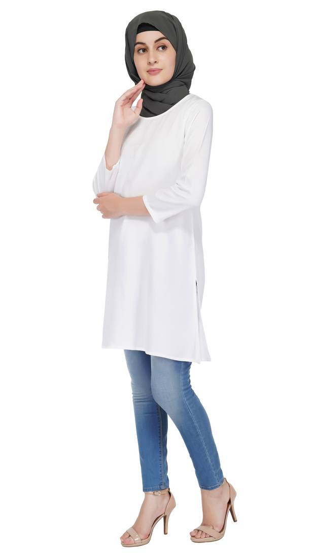 Basics White Tunic By Ruqsar