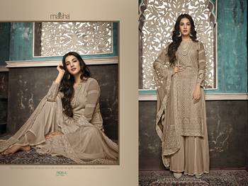 Brown Embroidered Faux Georgette Salwar Semi Stitched 3