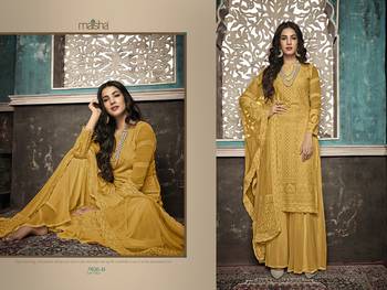 Mustard Embroidered Faux Georgette Salwar Semi Stitched 3