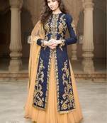 Blue resham embroidery silk salwar