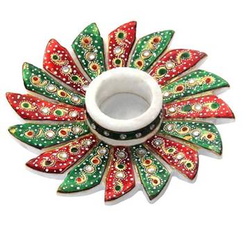 Marble Flower Shaped Candle Holder 1