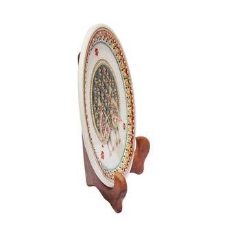 Double Dancing Peacock Motif On Marble Plate 3