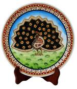 Peacock Painted Marble Plate