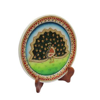 Peacock Painted Marble Plate 2