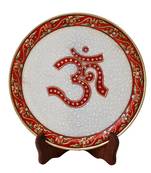 Marble Decorative Plate With Om Embellished