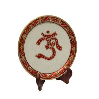 Marble Decorative Plate With Om Embellished 2