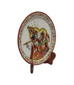 Handicrafts Paradise Marble Round Plate Cut Work Radha Krishna Pattern