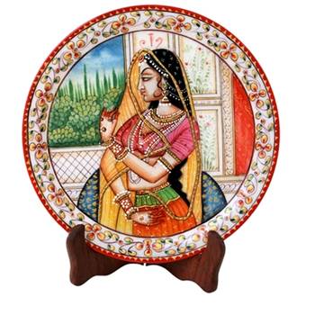 Lady Figure Painted On Marble Plate 1