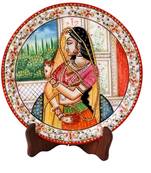 Lady Figure Painted On Marble Plate