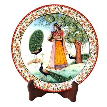 Ragini Design Painted On Marble Plate 1