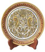 Handicrafts Paradise Marble Plate With Mughal Peacock Theme Hpmr15159