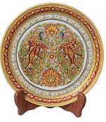 Handicrafts Paradise Peacock With Beautiful Feathers On Marble Plate Hpmr15163