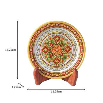 Handicrafts Paradise Mughal Flower Painted On Marble Plate Hpmr15165 2