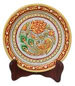 Handicrafts Paradise Peacock With Flowers Painted  On Marble Plate Hpmr15170
