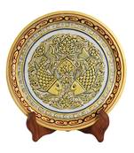 Decorative  Plate in Marble with fishes painted with an intricate border around it by Handicrafts Paradise