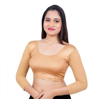 Copper Full Net Sleeves Lycra Stretchable Readymade Saree Blouse 1