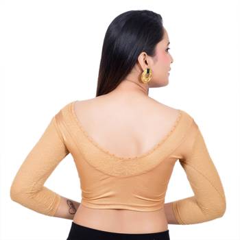 Copper Full Net Sleeves Lycra Stretchable Readymade Saree Blouse 4