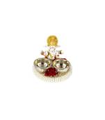 Handicrafts Paradise decorative puja thali / pooja thali / haldi kumkum holder with Pearl beads embellishment