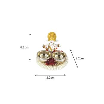 Handicrafts Paradise decorative puja thali / pooja thali / haldi kumkum holder with Pearl beads embellishment 3