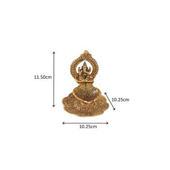 Ganesh Diya in Metal Antique golden finish Handicrafts Paradise 2