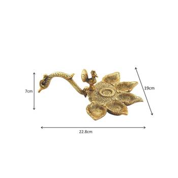 Diya with Peacock handle antique gold plated 2