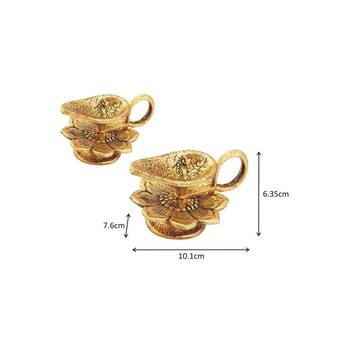Chirag Diya pair in Metal antique gold plated 2