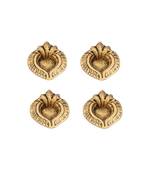 Diya set of 4 pc in metal tripple ganesh face antique golden finish