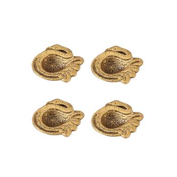 Diya set of 4 pc in metal swan shape antique golden finish 1