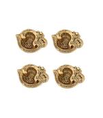 Diya set of 4 pc in metal om shape antique golden finish