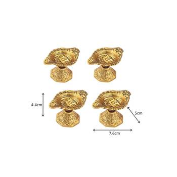 Diya set of 4 pc in metal with Swastik engraved 2