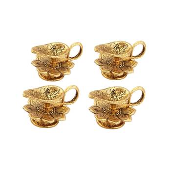Chirag Diya set of 4 pc in Metal antique gold plated 1