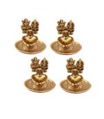 Lakshmi Ganesh hand diya set of 4 pc in metal antique gold plated