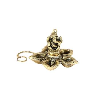 Handicrafts Paradise Ganesh  Paanchmukhi Akhand Diya for Puja Home D  cor Hanging from Celing or Wall 1