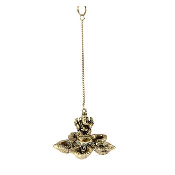 Handicrafts Paradise Ganesh  Paanchmukhi Akhand Diya for Puja Home D  cor Hanging from Celing or Wall 3