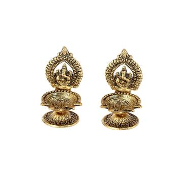 Handicrafts Paradise pair of Diya for Puja Home d  cor Ganesh diya for puja gift 1
