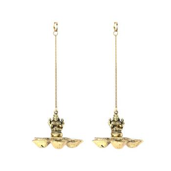 Handicrafts Paradise pair of Ganesh  Paanchmukhi Akhand Diya for Puja Home D  cor Hanging from Celing or Wall 2