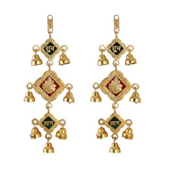 Door Hanging Pair in metal Ganesha motif with bells 1