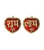 Door hanging in metal shubh labh engraved with swastik