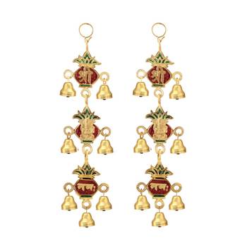Shree Ganesha nama Kalash  shaped hanging pair with bells in metal 1